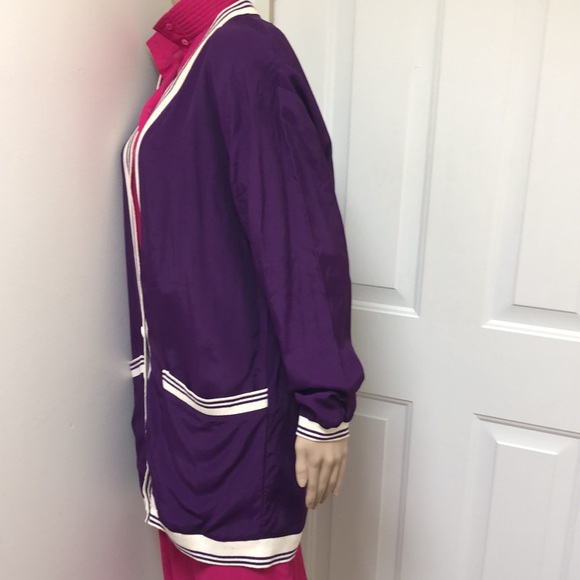 VTG 80s Moods by Krista Purple Letterman Sweater Style Jacket Blazer Oversized - Picture 4 of 7